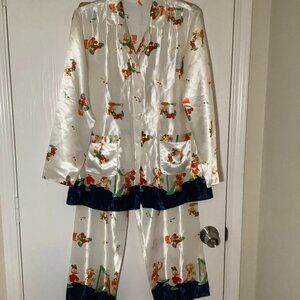 Women Silk 70's Cartoon Characters Vintage Pajama Set